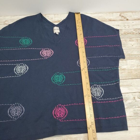 NIC + ZOE Color Spun Short Sleeved‎ Sweater in Indigo Multi - Picture 5 of 5